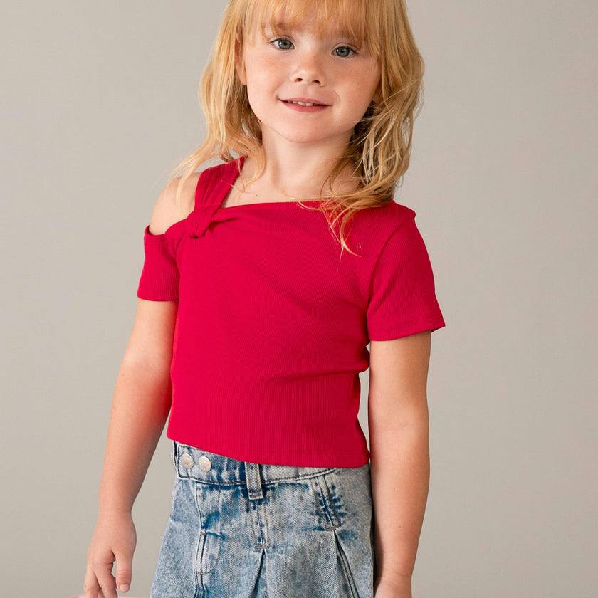 Blue Denim Pleated Skirt