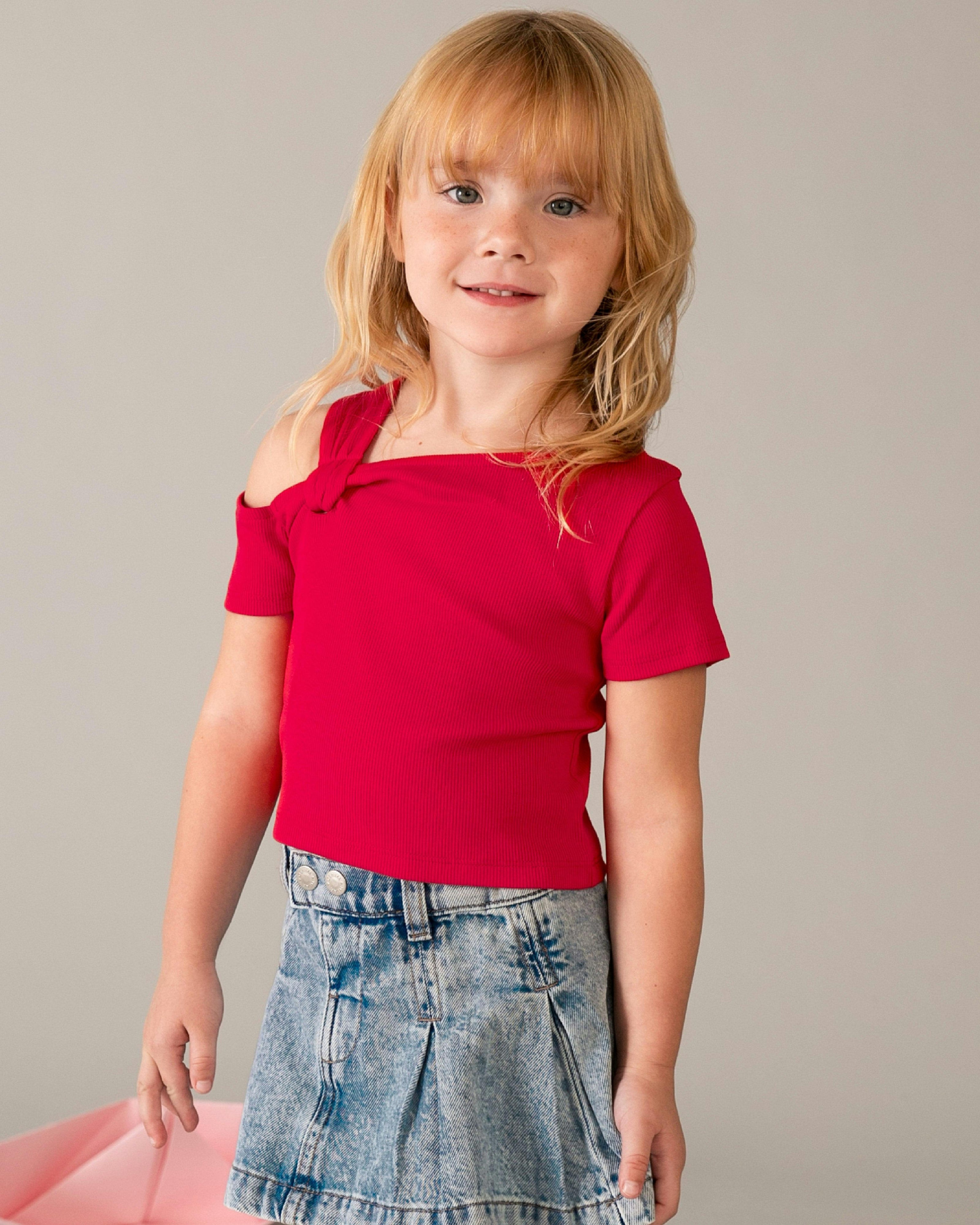 Blue Denim Pleated Skirt