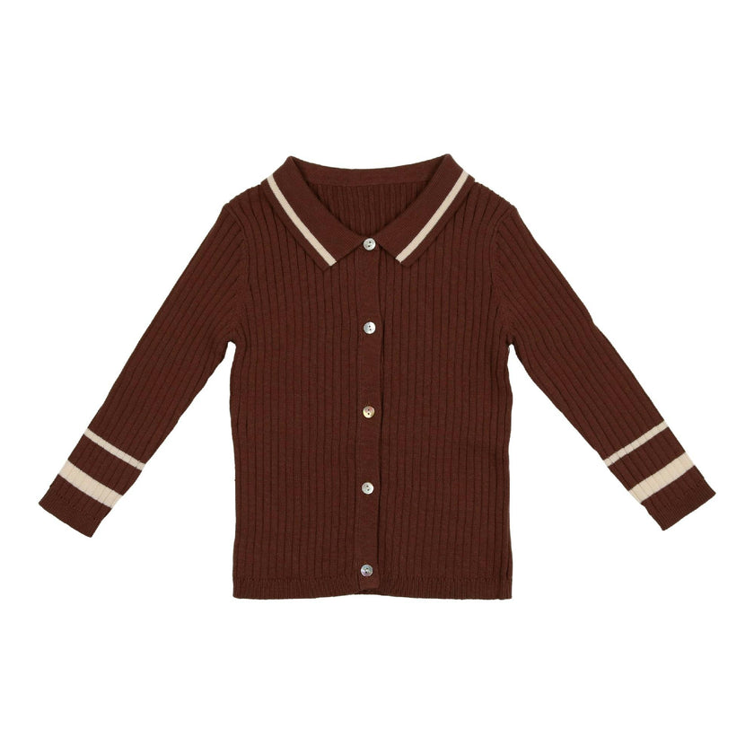 Classic Collar Contrast Stripe Cardigan