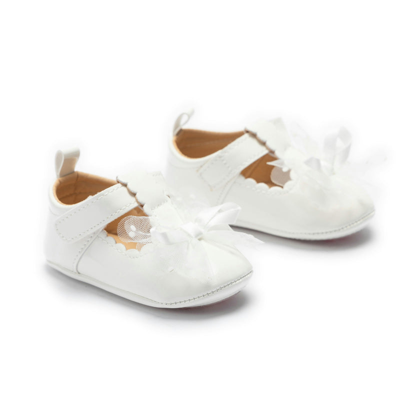 White Amaris Bow Baby Shoes