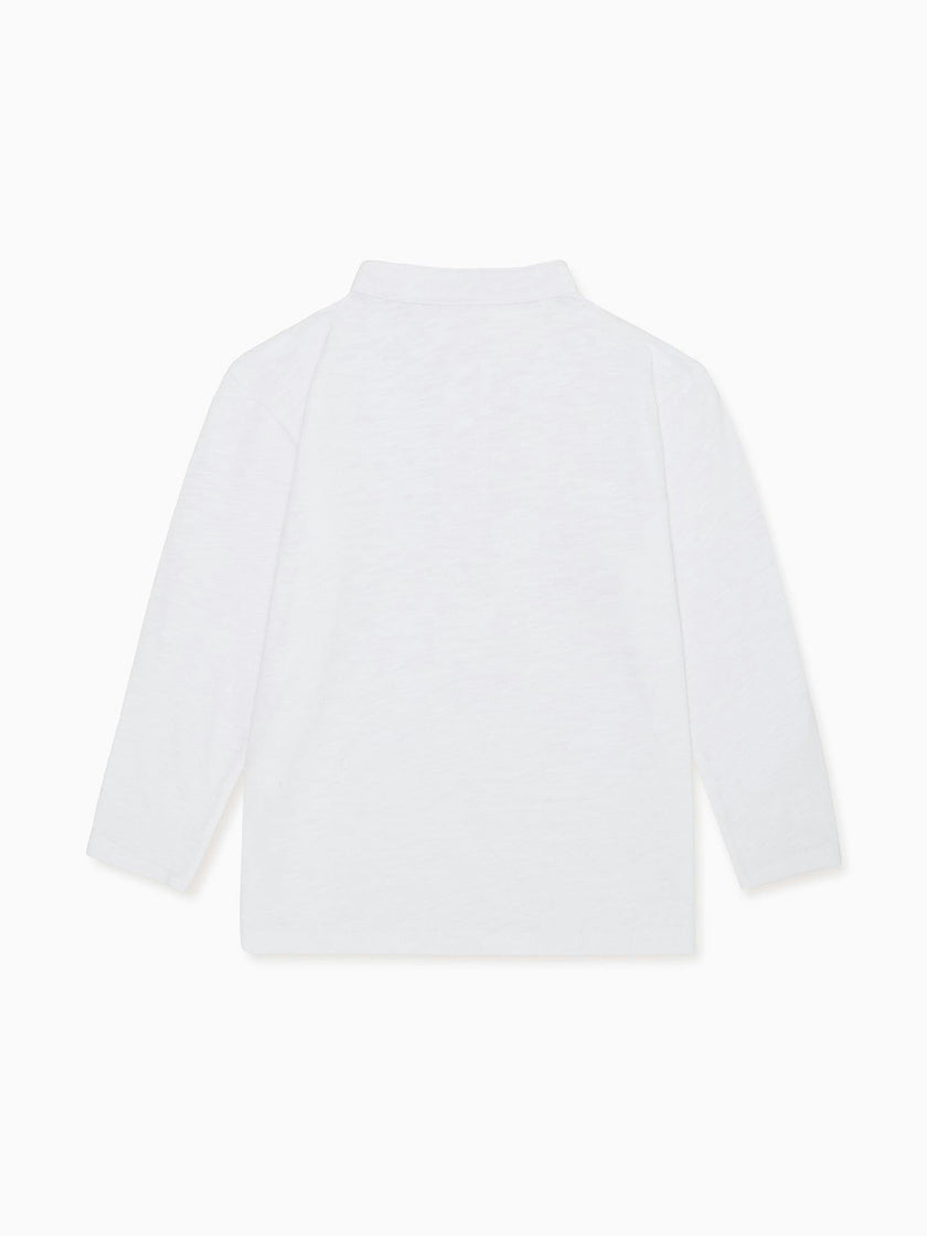 White Marco Boy Long Sleeve Polo Shirt