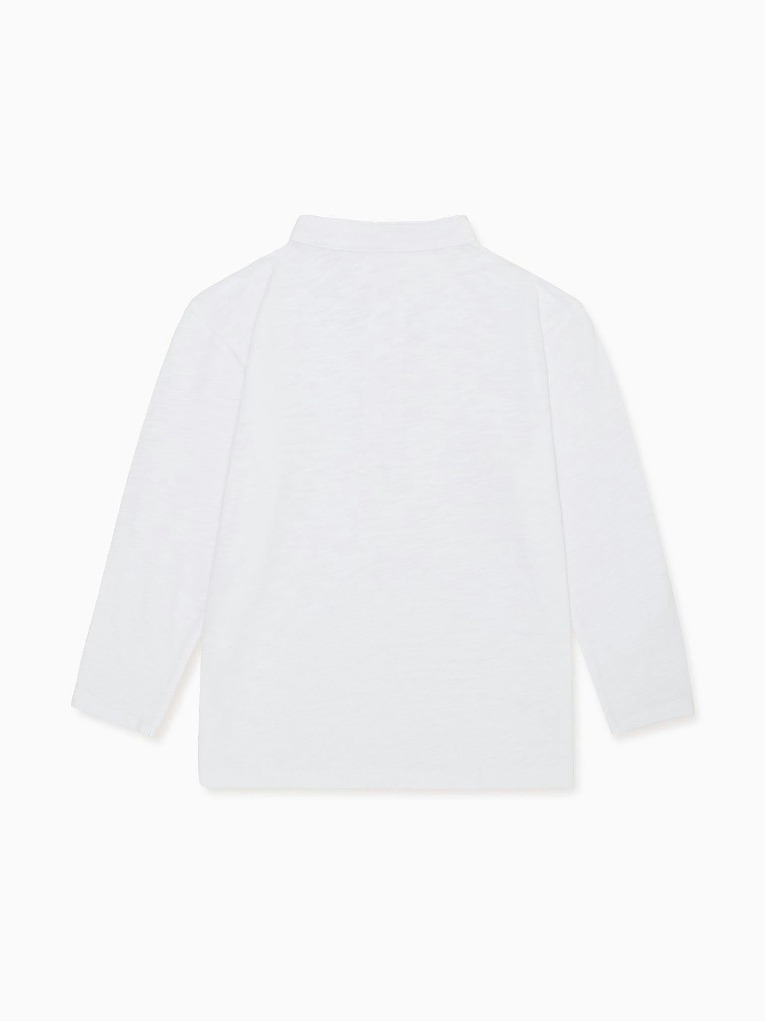 White Marco Boy Long Sleeve Polo Shirt