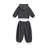 Dark Gray Bear Hoodie Set