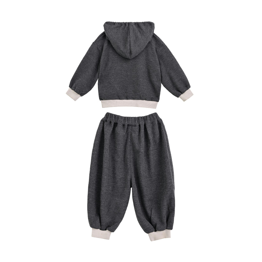 Dark Gray Bear Hoodie Set