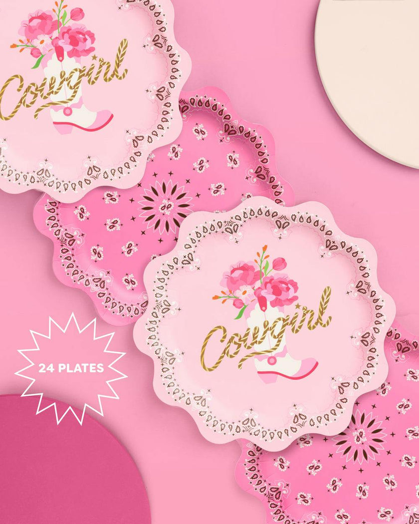 Cowgirl Plates - 24 foil paper plates