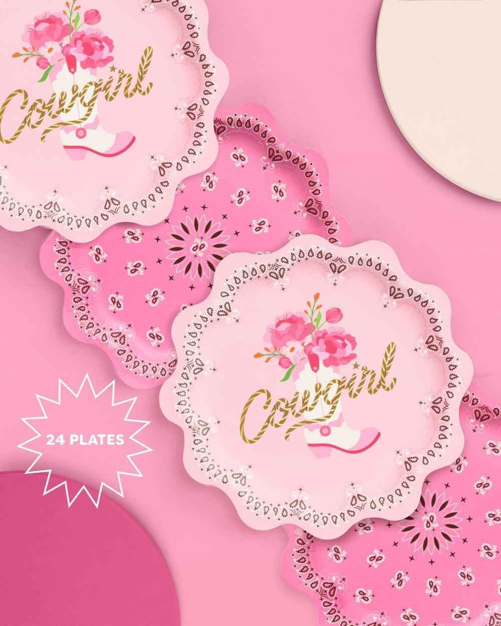 Cowgirl Plates - 24 foil paper plates