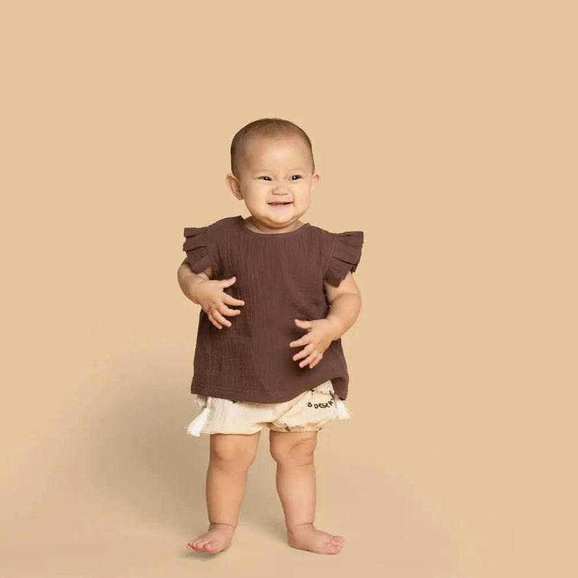 Baby Girls Gauze Double Side Tassel-Tie Bloome