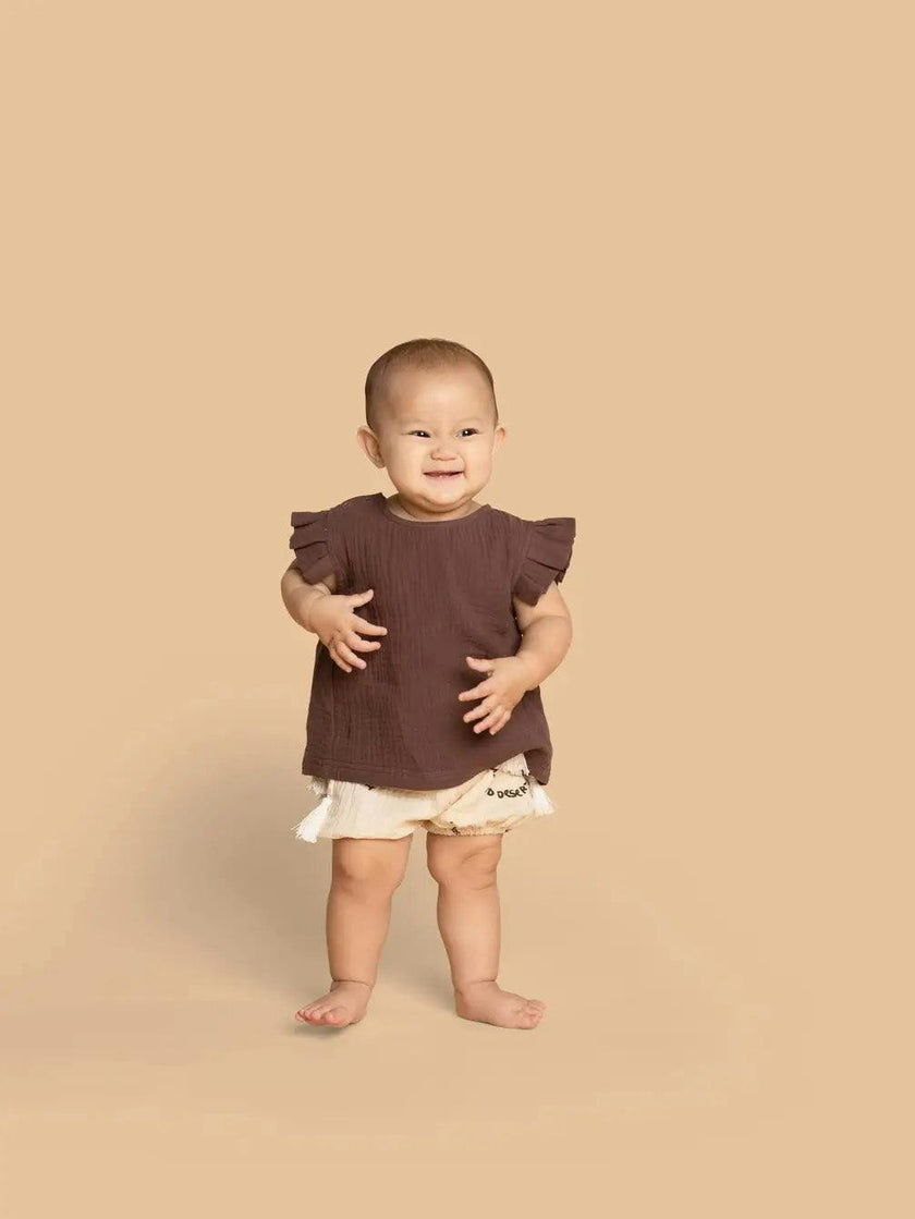 Baby Girls Gauze Double Side Tassel-Tie Bloome