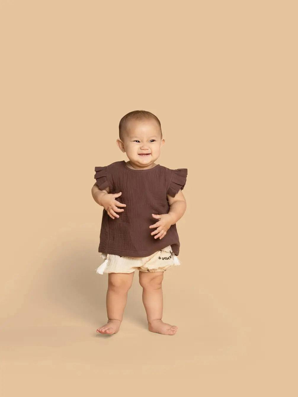Baby Girls Gauze Double Side Tassel-Tie Bloome