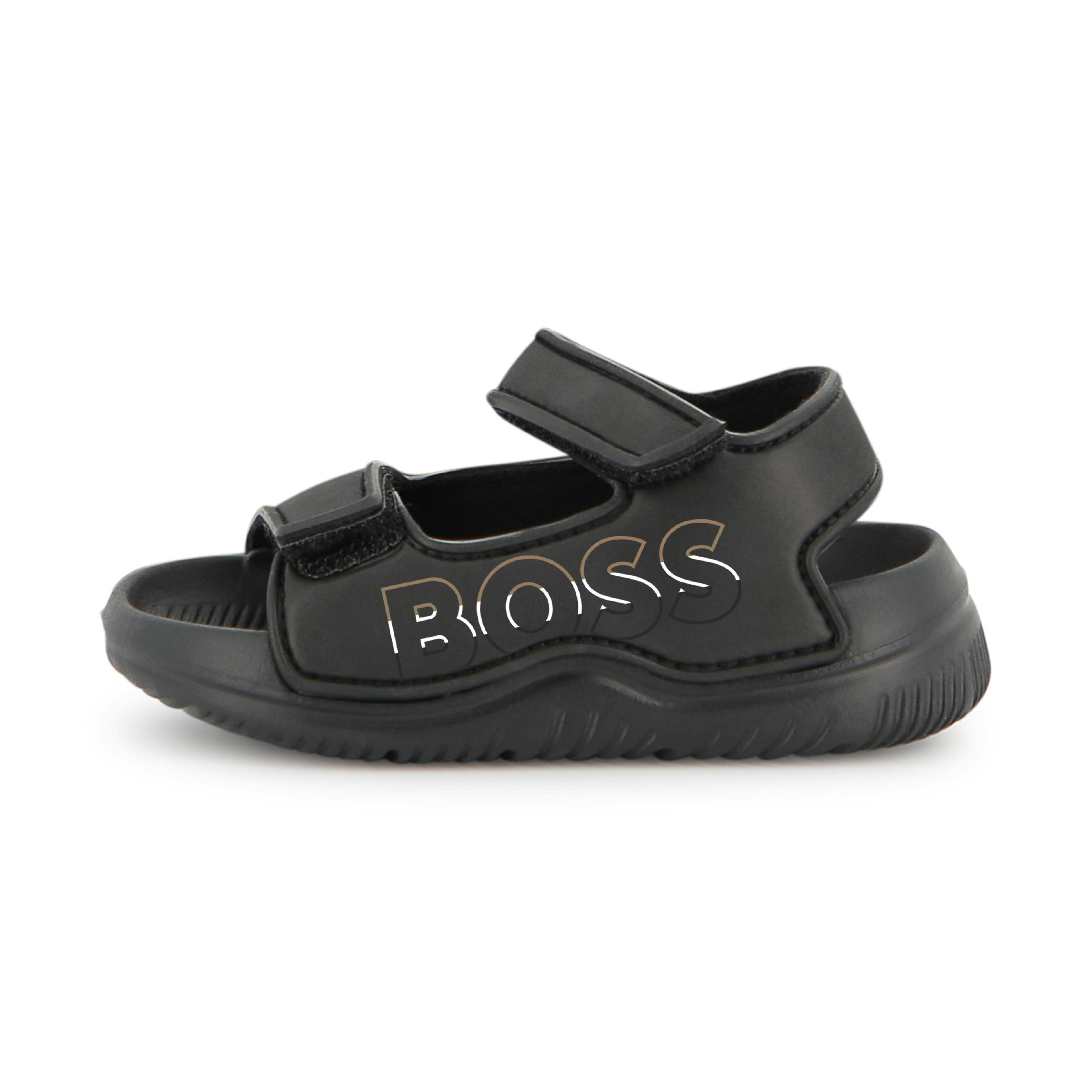 Black BOSS Velcro Sandals