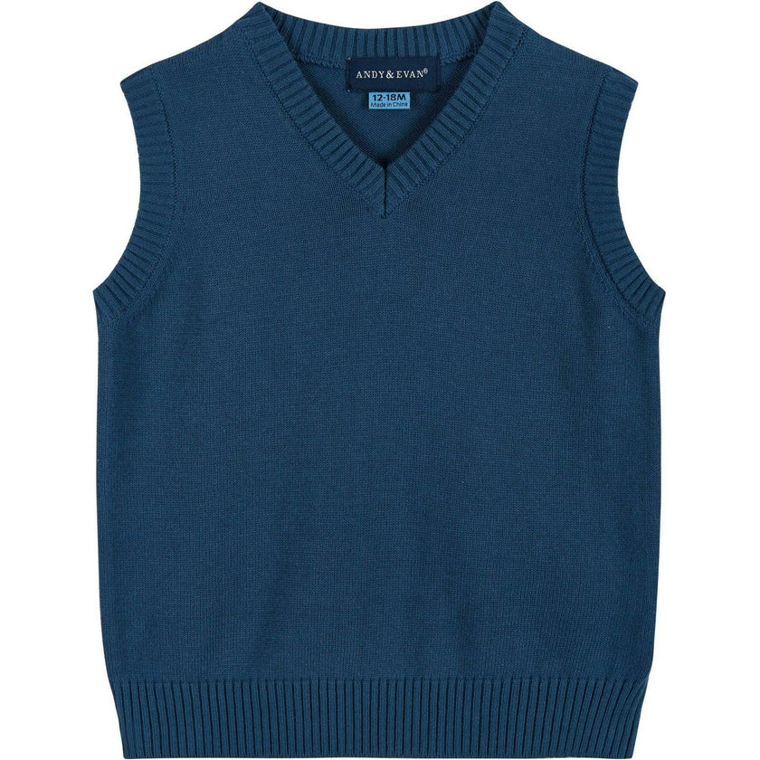 Infant Boys 4-Piece Vest Set | Navy & Khaki Plaid