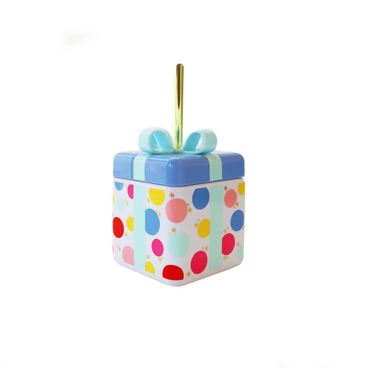 Packed Party Be A Gift Sipper; Reusable Plastic Happy Birthday Present Novelty Tumbler Cup With Straw for Men and Women; Great for Boys Girls and Adults