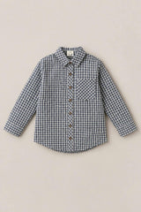 Boys John Shirt in Prussian Blue Plaid