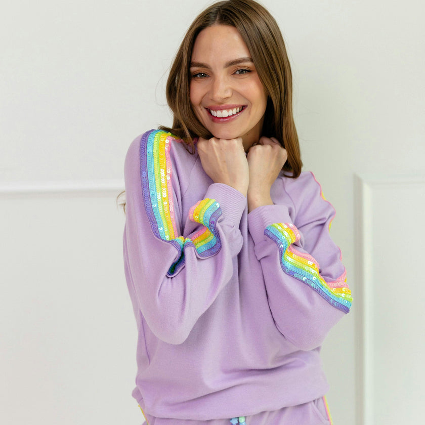 Women's Lavender Rainbow Sequin Set