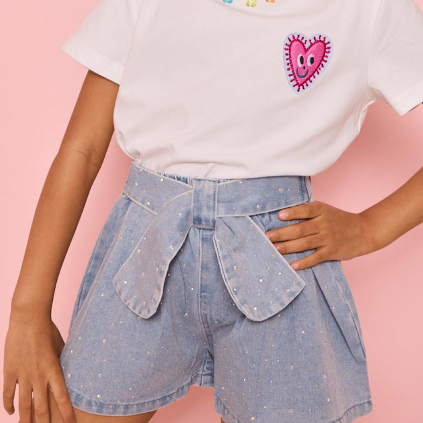 Sparkle Bow Denim Short