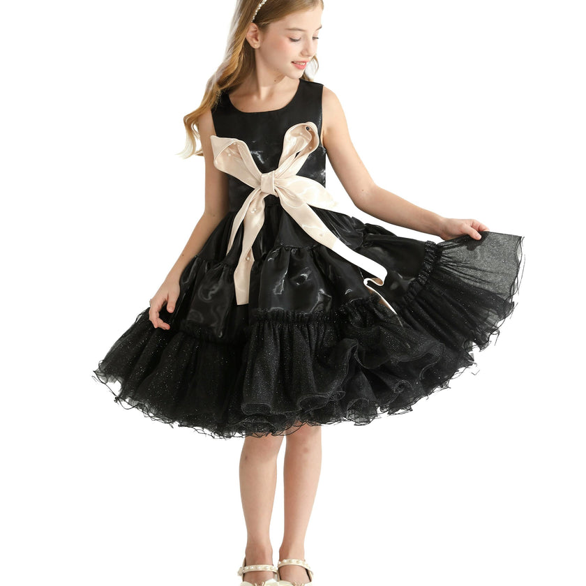 Black Sleeveless Bow Madrona Dress