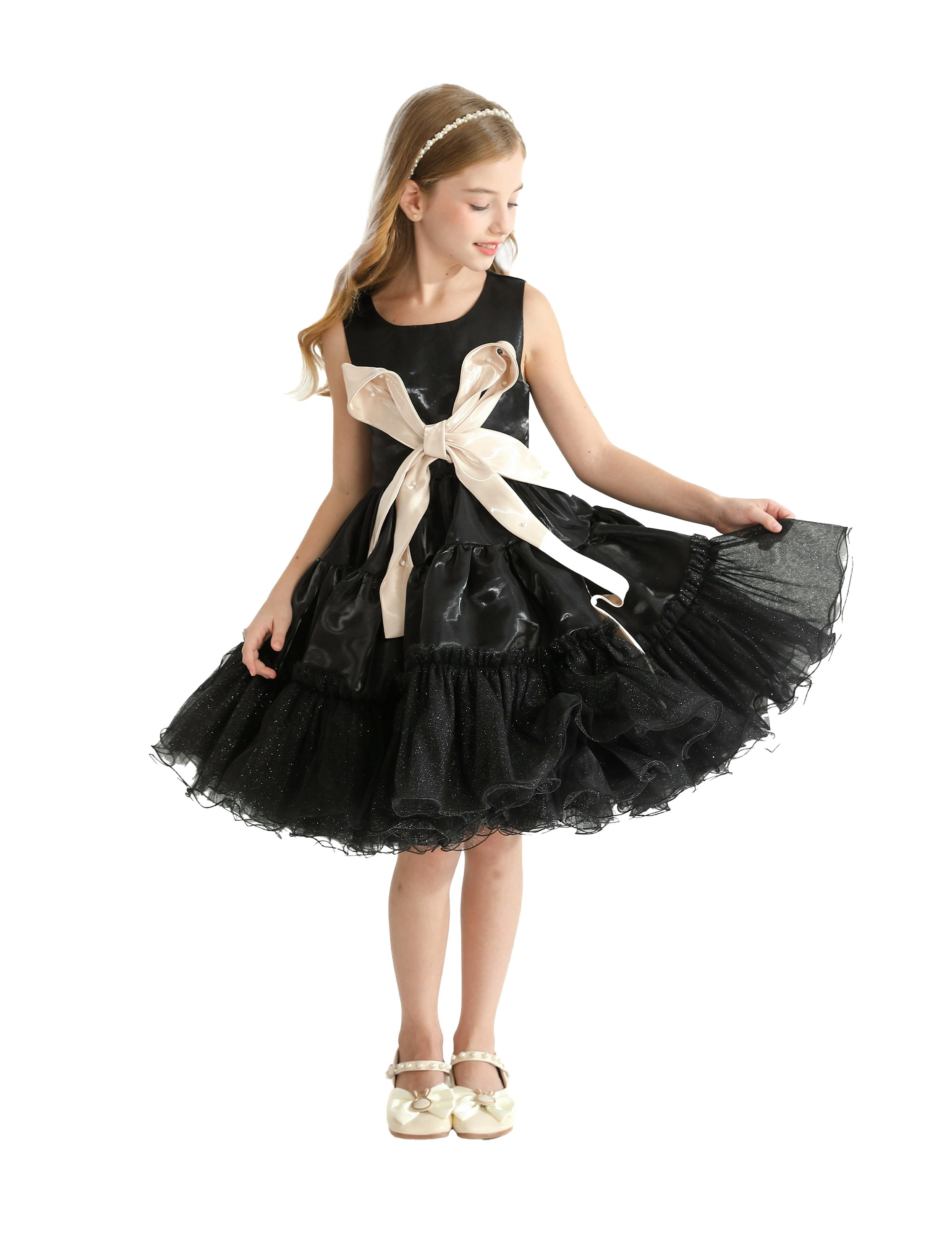 Black Sleeveless Bow Madrona Dress