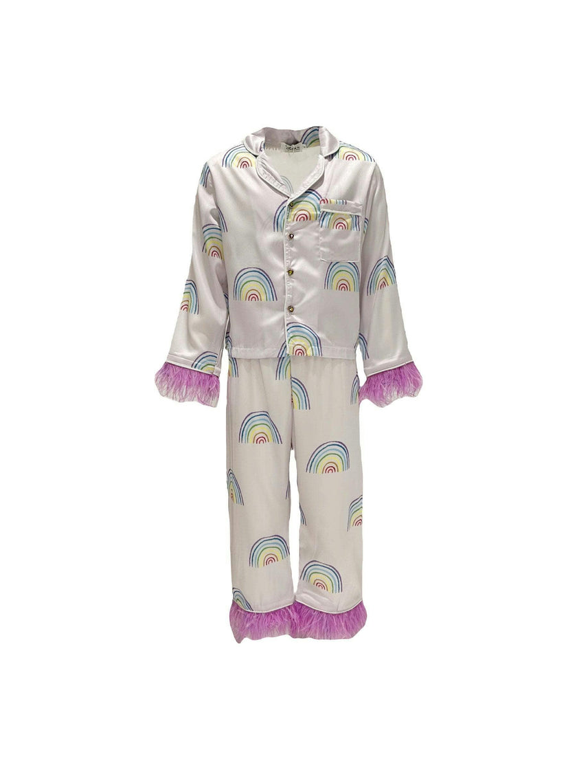 Rainbow Feather Trims Silky Set