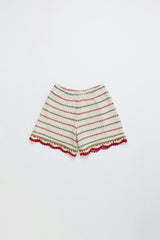 BARCOS KNIT SHORTS OFF WHITE / RED