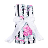 Cabbage Rose Stripe - Swaddle Blanket