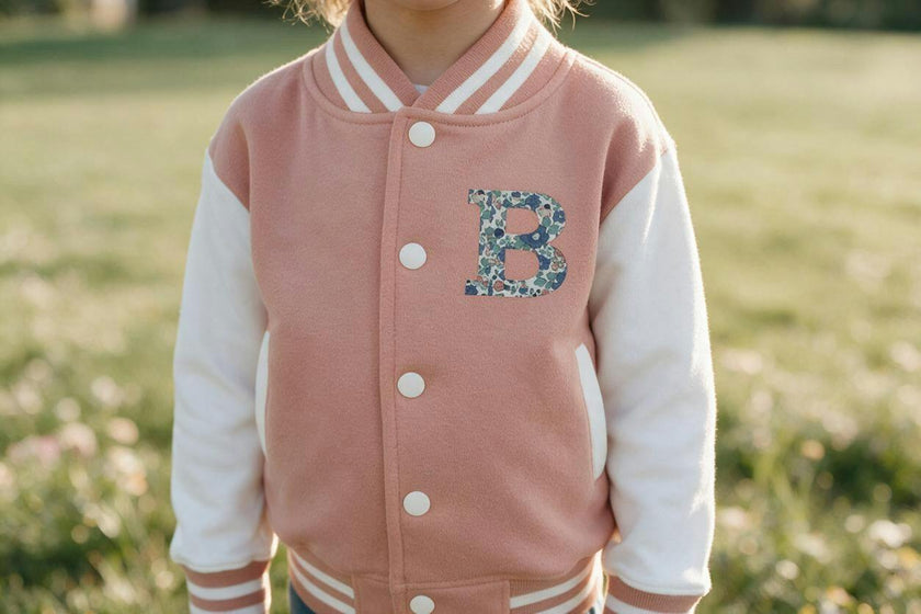 Liberty of London Children's Personalised Varsity Jacket - Dusty pink
