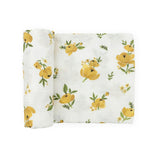 Organic Cotton Muslin Swaddle Blanket - Yellow Roses