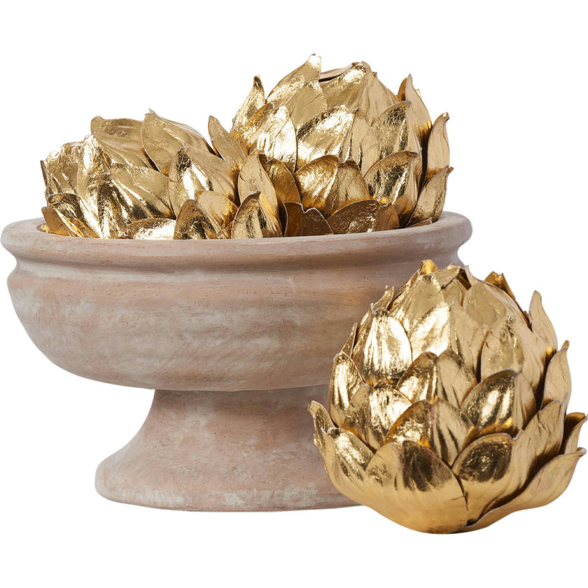 Metallic Gold Artichoke Décor Holiday Glam Bowl Filler Set of 3