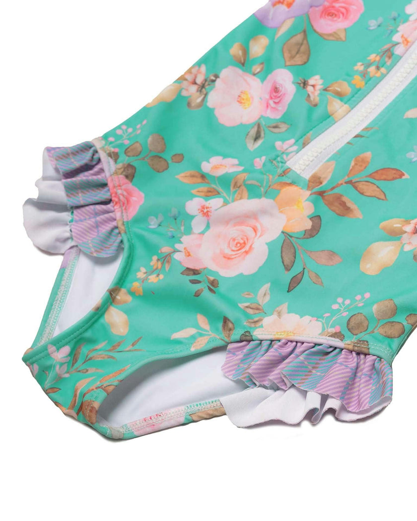 Long Sleeve Zip One Piece Swimsuit