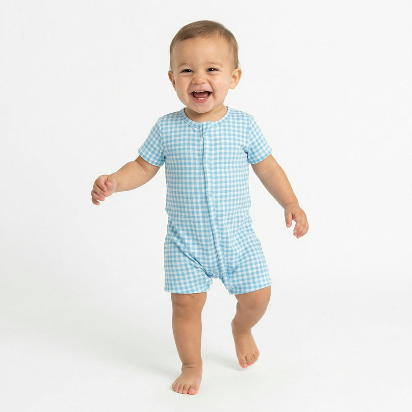 Harbor Gingham Short Sleeve & Shorts Bamboo Sleeper