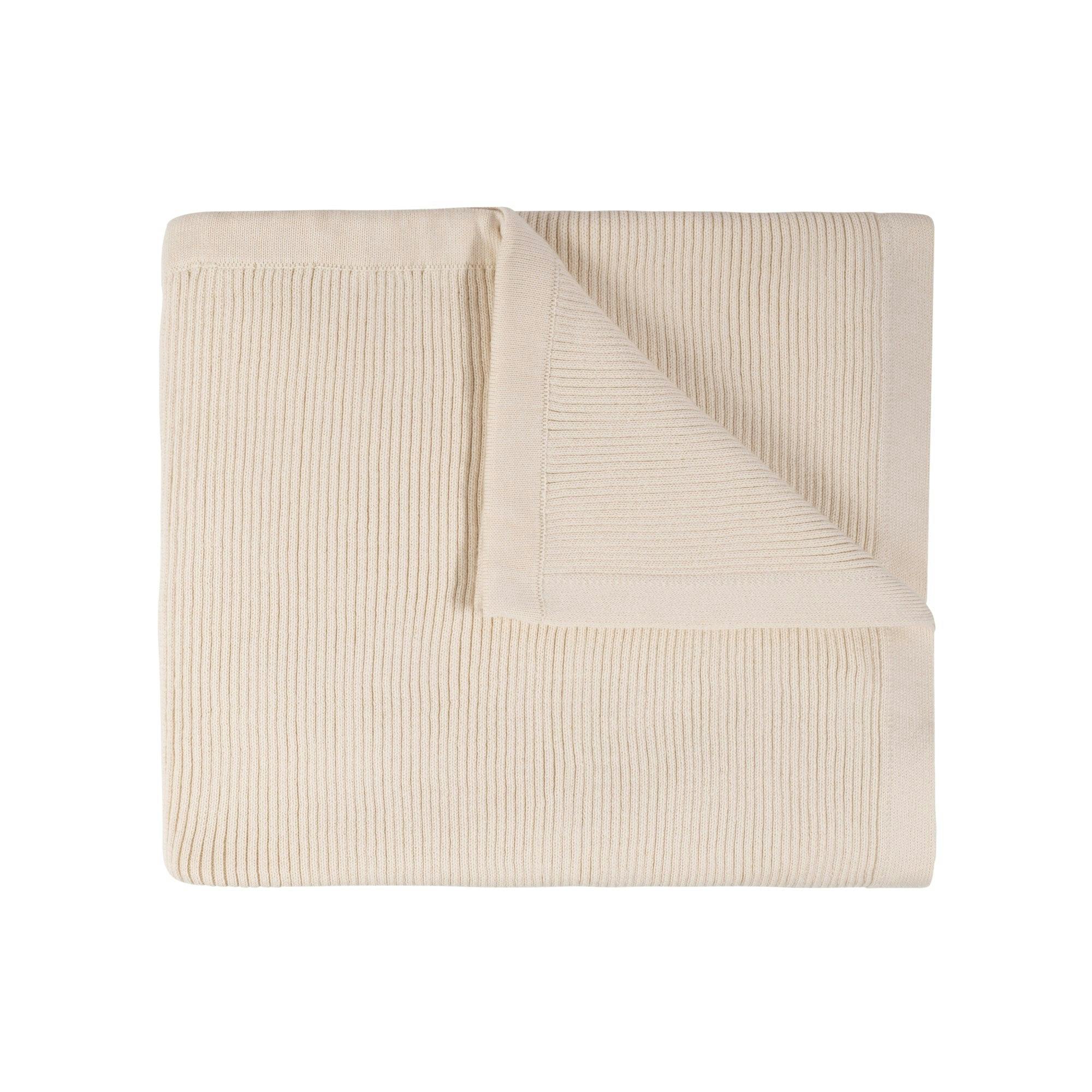 Ribbed Knit Blanket Ecru
