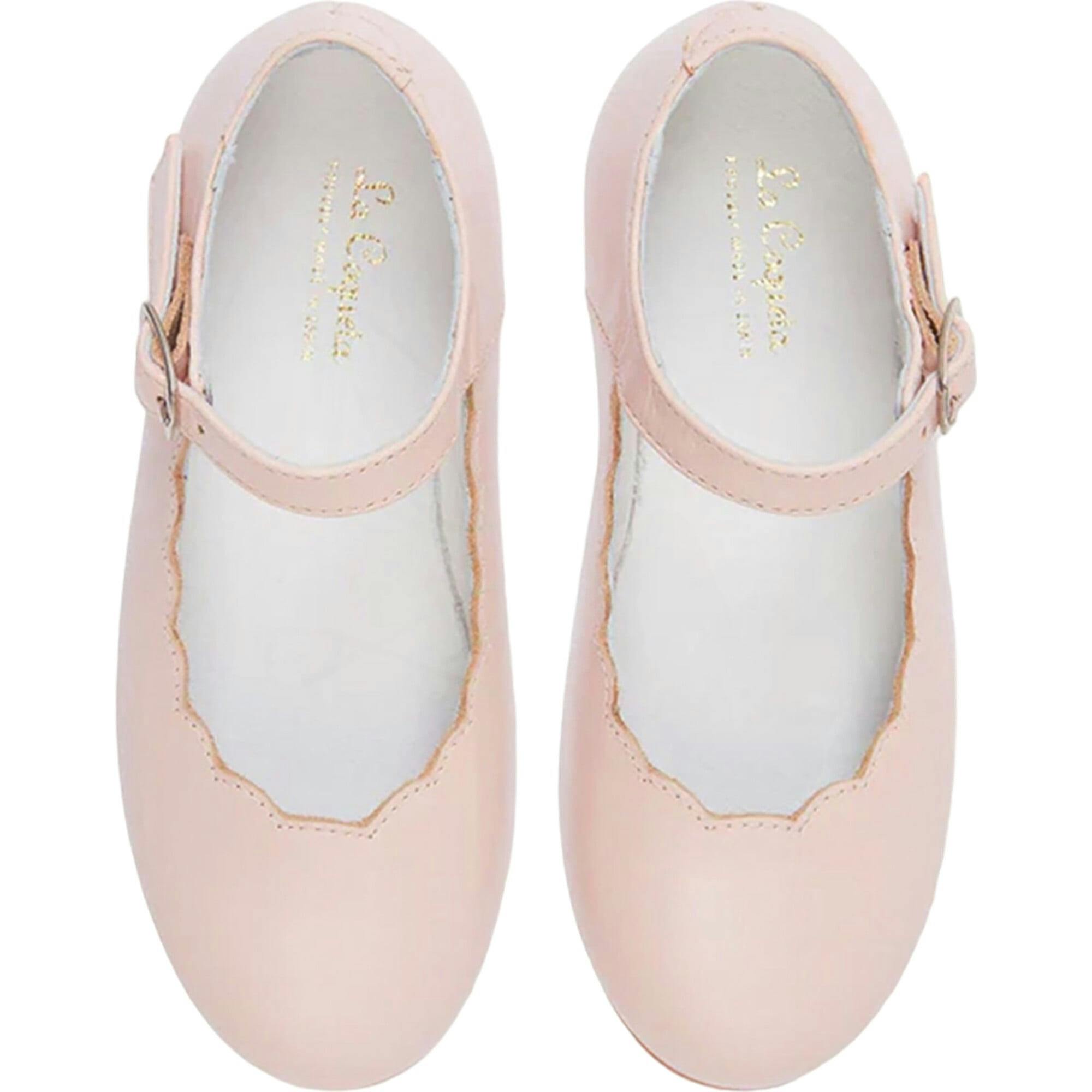 Blush Leather Girl Scallop Mary Jane Shoes