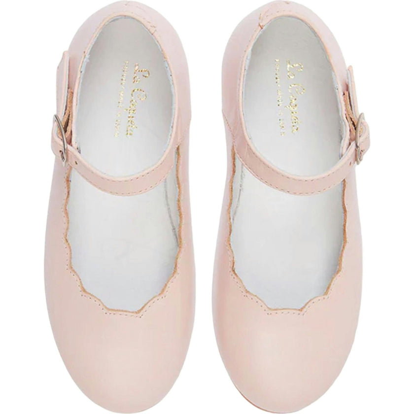 Blush Leather Girl Scallop Mary Jane Shoes