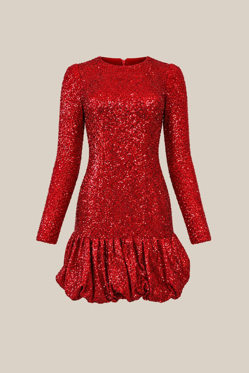 Luminaria Short Dress in Poinsettia Sequin