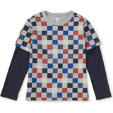 Printed Layered Sleeve Tee, Red