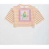 BIRDS STRIPED CROP TOP MANDARIN /WHITE