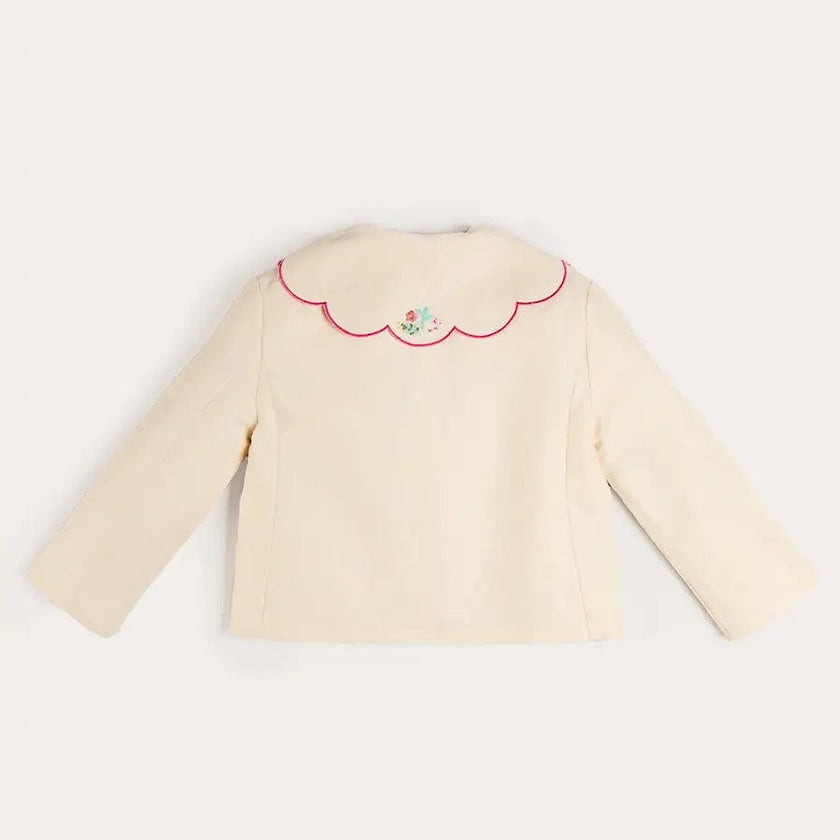 Wildflower Embroidered Statement Collar Jacket in Cream (4-12yrs)