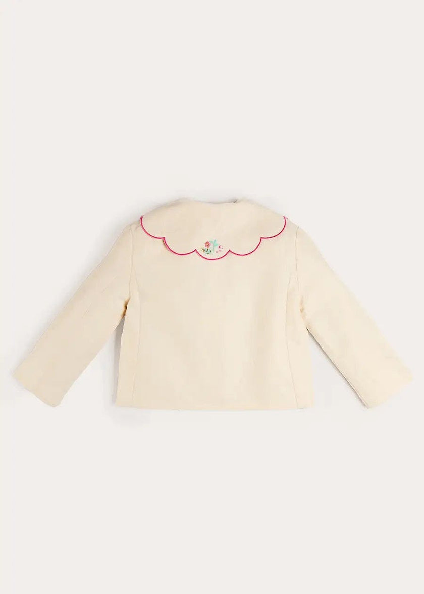 Wildflower Embroidered Statement Collar Jacket in Cream (4-12yrs)