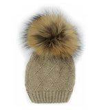 Chunky Knit Hat With A Genuine Fur Pom (TikTok)