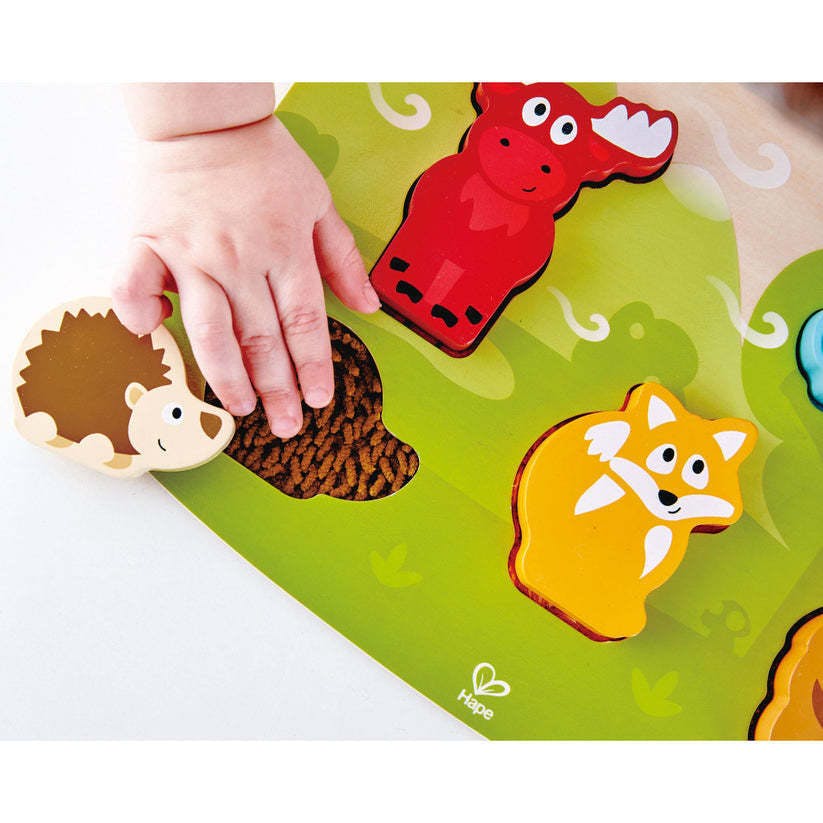 Hape: Forest Animal Tactile Puzzle&nbsp;- 6pc Wooden Sensory Toy
