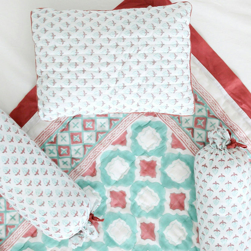 Block-Printed Cotton Crib Quilt
