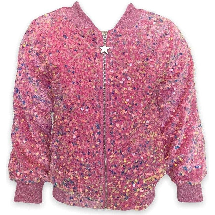 Women's Pretty in Pink Sequin Bomber