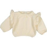 Gauze Long Sleeve Blouse with Ruffled Shoulders