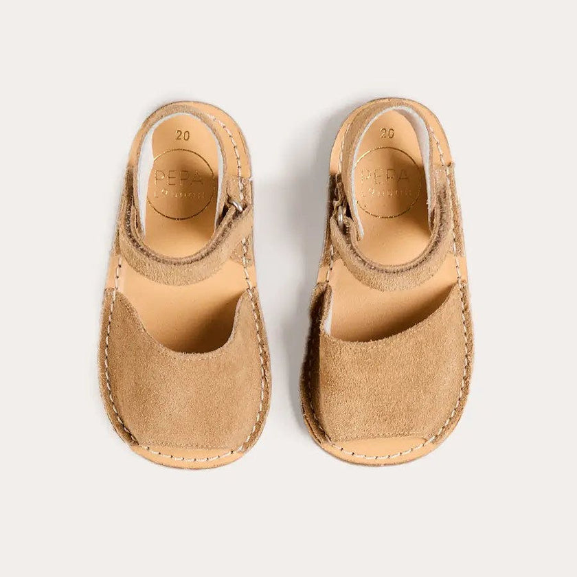 Open Toe Suede Sandals in Camel (21-30EU)