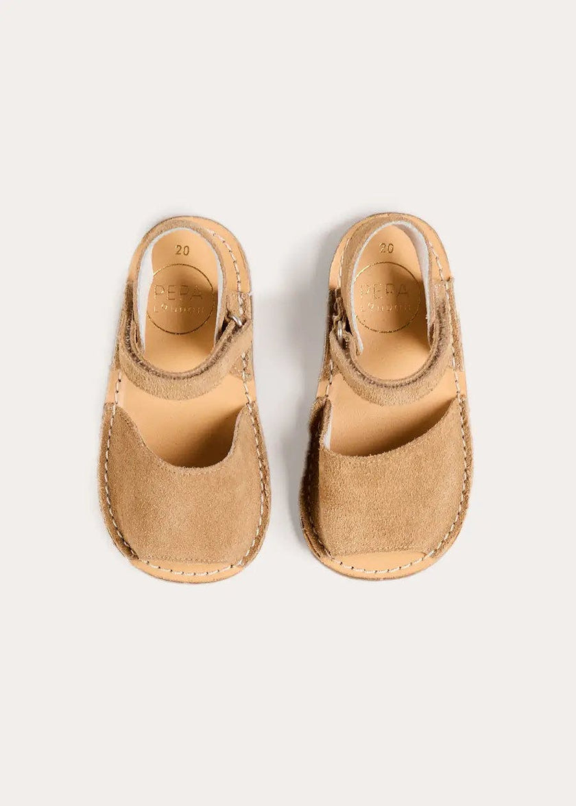 Open Toe Suede Sandals in Camel (21-30EU)