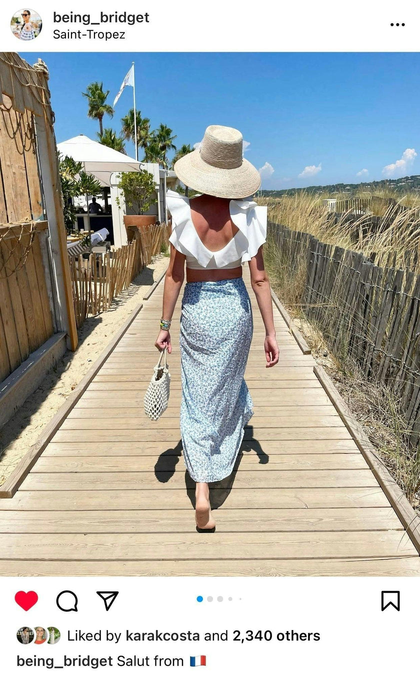 Wildflower Sun Hat - (Preorder Shipping June 15) Antique Eyelet Scallop Lace Wide & Short Ribbon