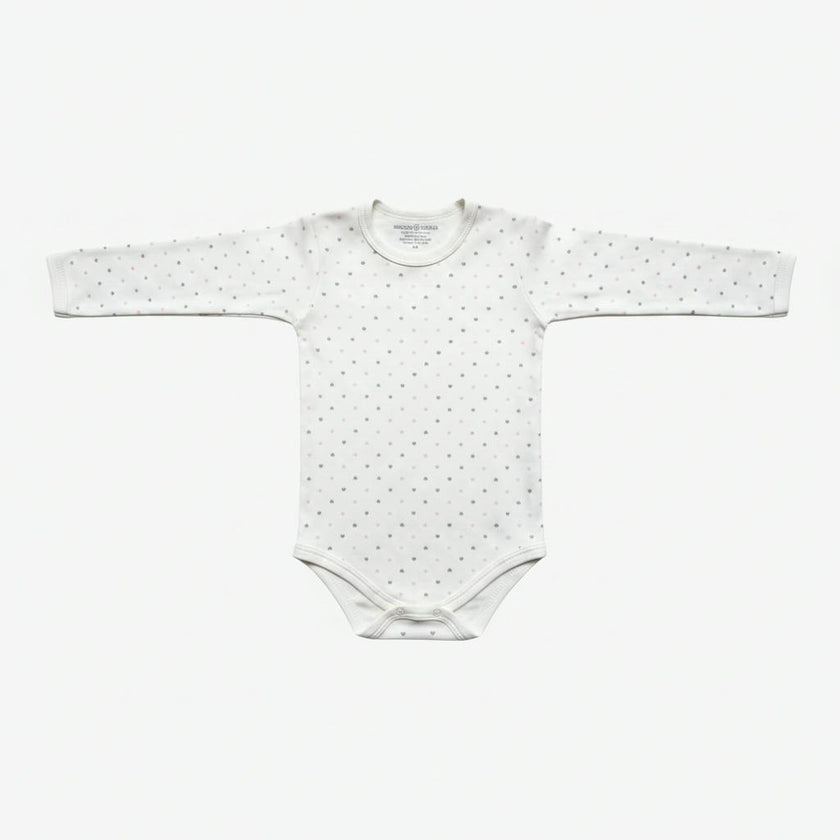 Hearts Print Long Sleeve Bodysuit | 100% Peruvian Pima Cotton