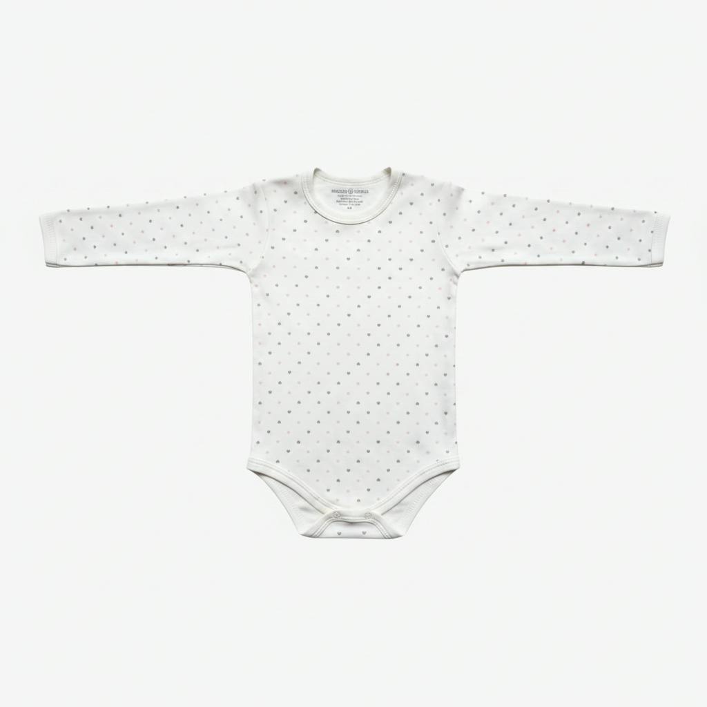 Hearts Print Long Sleeve Bodysuit | 100% Peruvian Pima Cotton