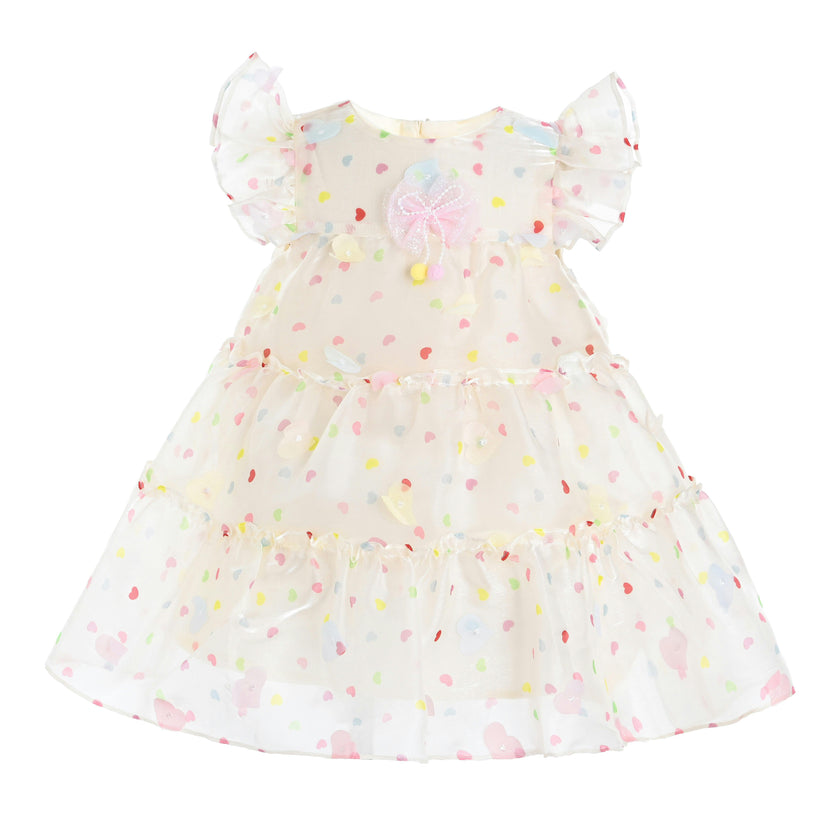 White Thaliora Pastel Polka Dot Dress