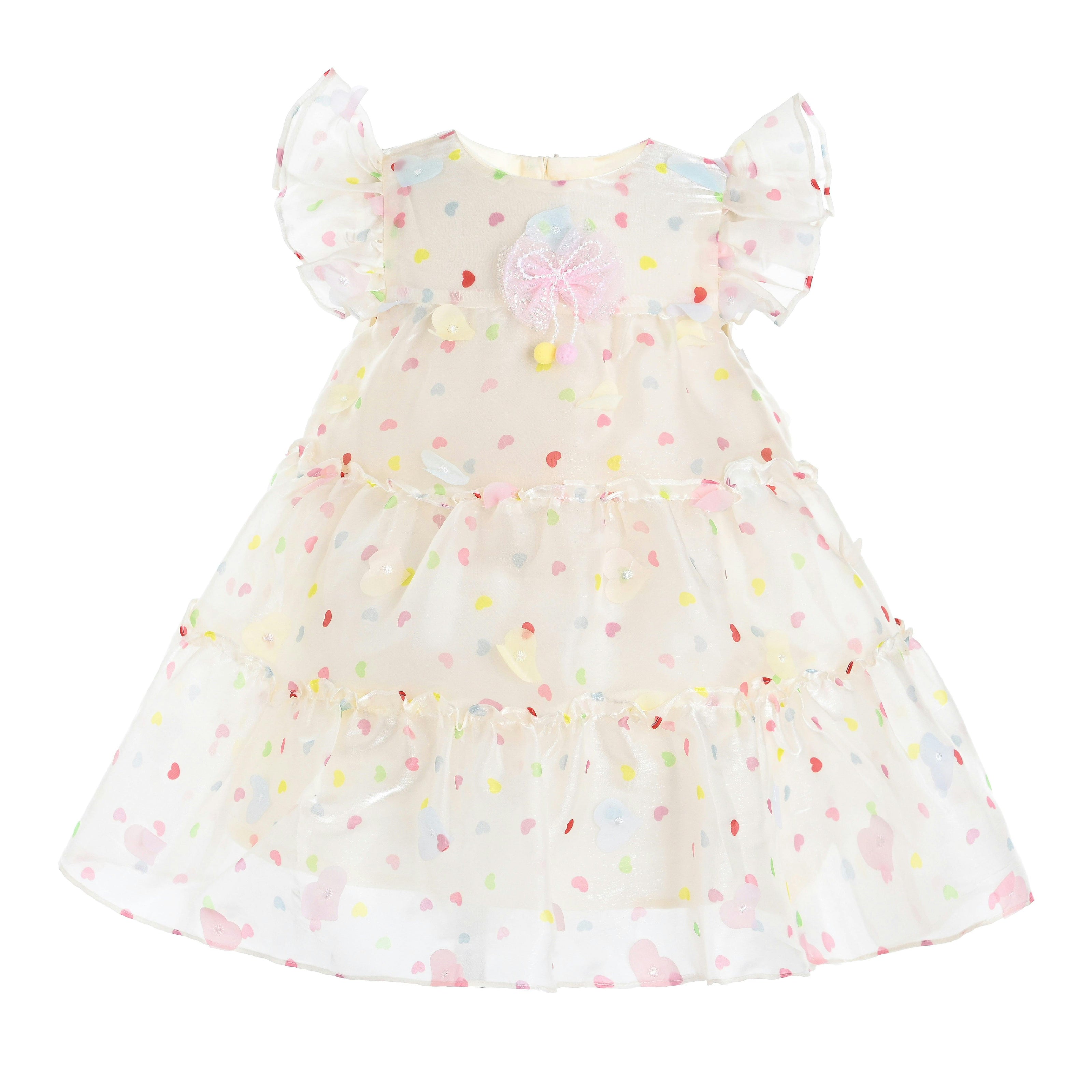 White Thaliora Pastel Polka Dot Dress