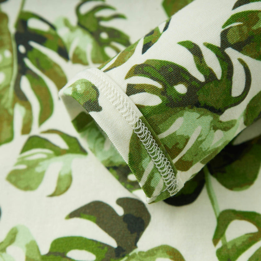 Island Leaf Cotton Stretch Newborn Gown & Hat Set